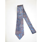 Men's 100% Silk Necktie By Bruno Piattelli Paisley Floral Fancy BP27 Blue Brown - J.Valintin Men's Wear Legend - BP27