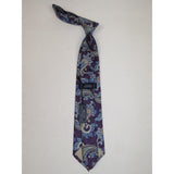 Men's 100% Silk Necktie By Bruno Piattelli Paisley Floral Fancy BP3 Plum Blue - J.Valintin Men's Wear Legend - BP3