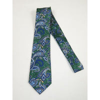 Men's 100% Silk Necktie By Bruno Piattelli Paisley Floral Fancy BP5 Green Blue - J.Valintin Men's Wear Legend - BP5