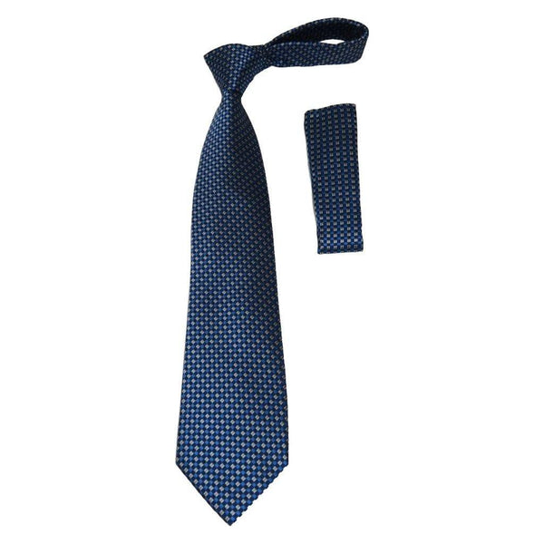 Men's 100% Silk Woven Tie Hankie Set J.Valintin Private Collection J25 Blue - J.Valintin Men's Wear Legend - 80139