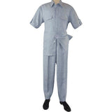 Mens 2pc linen walking Set By Sergio Martini Apollo King Leisure suit SL207 Blue - J.Valintin Men's Wear Legend - 93964