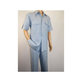 Mens 2pc linen walking Set By Sergio Martini Apollo King Leisure suit SL207 Blue - J.Valintin Men's Wear Legend - 93964