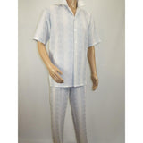 Men's 2pc Walking Leisure Suit by Royal Diamond T2004 White Blue Size Large - J.Valintin Men's Wear Legend - T2004 - Large