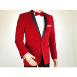 Mens Adolfo Velvet Dinner Jacket Shawl Satin Stage singer 3016J Christmas Red - J.Valintin Men's Wear Legend - 1907