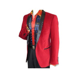 Mens Adolfo Velvet Dinner Jacket Shawl Satin Stage singer 3016J Christmas Red - J.Valintin Men's Wear Legend - 1907