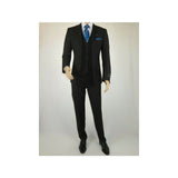 Mens Angelo Rossi 3PC vested Formal or Business Suit poly Rayon 320 Black - J.Valintin Men's Wear Legend - 1719