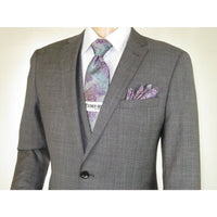 Men's Apollo King 3 piece Vested Business Suit Vested SL203 Gray Textured - J.Valintin Men's Wear Legend - 71392