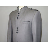 Mens Apollo King Banded Collarless suit Chinese Mandarin Wide leg AG93 Gray - J.Valintin Men's Wear Legend - 31637