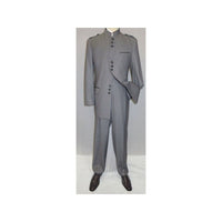 Mens Apollo King Banded Collarless suit Chinese Mandarin Wide leg AG93 Gray - J.Valintin Men's Wear Legend - 31637