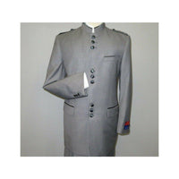 Mens Apollo King Banded Collarless suit Chinese Mandarin Wide leg AG93 Gray - J.Valintin Men's Wear Legend - 31637