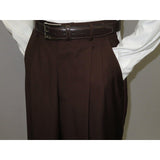 Mens Apollo King Banded Collarless suit Chinese Mandarin Wide leg AG94 Brown - J.Valintin Men's Wear Legend - 31685