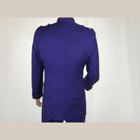 Mens Apollo King Banded Collarless suit Chinese Mandarin Wide leg AG95 Purple - J.Valintin Men's Wear Legend - 74411