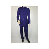 Mens Apollo King Banded Collarless suit Chinese Mandarin Wide leg AG95 Purple - J.Valintin Men's Wear Legend - 74411