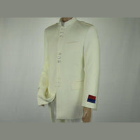 Mens Apollo King Banded Collarless suit Chinese Mandarin Wide leg AG97 Ivory - J.Valintin Men's Wear Legend - 7974