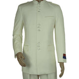 Mens Apollo King Banded Collarless suit Chinese Mandarin Wide leg AG97 Ivory - J.Valintin Men's Wear Legend - 7974