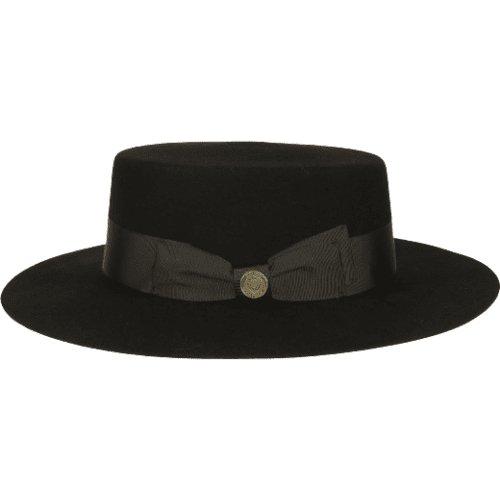 Mens Autralian Wool Boater Hat Wide Brim BRUNO CAPELO ZAYDEN ZA331 Black New - J.Valintin Men's Wear Legend - 24101