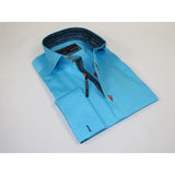 Men's Axxess Turkey Shirt 100% Cotton High Collar 224 - 08 French Cuffs Teal - J.Valintin Men's Wear Legend - 224 - 08 Teal - M