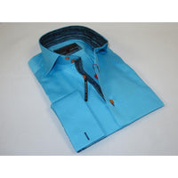 Men's Axxess Turkey Shirt 100% Cotton High Collar 224 - 08 French Cuffs Teal - J.Valintin Men's Wear Legend - 224 - 08 Teal - M