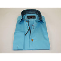 Men's Axxess Turkey Shirt 100% Cotton High Collar 224 - 08 French Cuffs Teal - J.Valintin Men's Wear Legend - 224 - 08 Teal - M