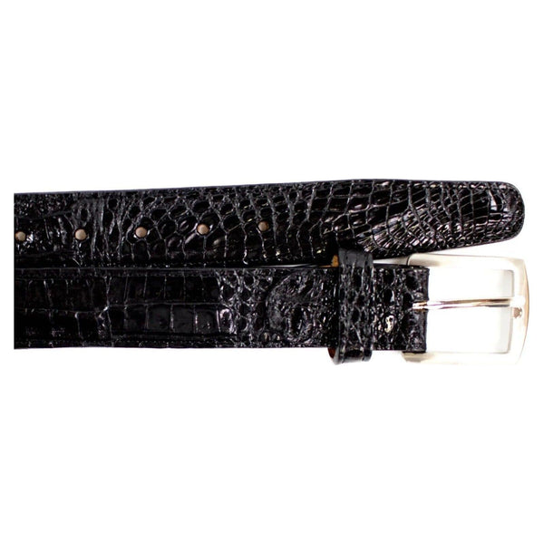 Men's Belvedere Belt Genuine Caiman Crocodile up to Size 44 Black Style 1999 - J.Valintin Men's Wear Legend - 1999 Black Caiman