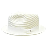 Men's Bently Semi Crushable Fedora Pinch Front Briad Hat Leonardo LE230 White - J.Valintin Men's Wear Legend - LE230 White - M