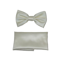 Men's Bow Tie and Hankie by J.Valintin Collection #92496 Solid Satin Ivory - J.Valintin Men's Wear Legend - 92496