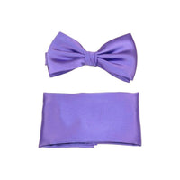 Men's Bow Tie and Hankie by J.Valintin Collection #92497 Solid Purple Satin - J.Valintin Men's Wear Legend - 92497