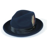 Mens Bruno Capelo Dress Hat Australian Wool Crushable Fedora Giovani UN102 Navy - J.Valintin Men's Wear Legend - 73812