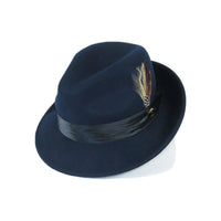 Mens Bruno Capelo Dress Hat Australian Wool Crushable Fedora Giovani UN102 Navy - J.Valintin Men's Wear Legend - 73812