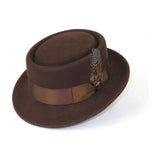 Mens Bruno Capelo Dress Hat Australian Wool Crushable Pork Pie Jazz PP101 Brown - J.Valintin Men's Wear Legend - 73756