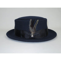 Mens Bruno Capelo Dress Hat Australian Wool Crushable Pork Pie Jazz PP102 Navy - J.Valintin Men's Wear Legend - PP102 - Navy - S