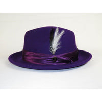 Mens Bruno Capelo Hat Australian Wool Crushable Fedora Giovani UN107 Purple - J.Valintin Men's Wear Legend - UN107 - Purple - S