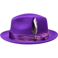 Mens Bruno Capelo Hat Australian Wool Crushable Fedora Giovani UN107 Purple - J.Valintin Men's Wear Legend - UN107 - Purple - S