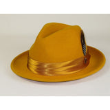 Mens Bruno Capelo Hat Australian Wool Crushable Fedora Giovani Un112 Mustard - J.Valintin Men's Wear Legend - 94530