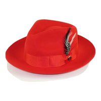 Mens Bruno Capelo Hat Australian Wool Fedora Teardrop Crown Fabio Red FB225 new - J.Valintin Men's Wear Legend - 24040