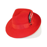 Mens Bruno Capelo Hat Australian Wool Fedora Teardrop Crown Fabio Red FB225 new - J.Valintin Men's Wear Legend - 24040