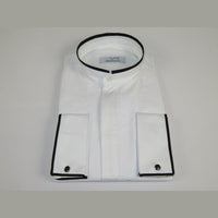 Mens CEREMONIA Tuxedo Formal Shirt 100% Cotton Banded Slim Fit #stn 33 HD White - J.Valintin Men's Wear Legend - 97100