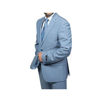 Mens DKNY 100% Wool Two Button Notch Lapel Slim fit Shark Texture 1393 Sky Blue - J.Valintin Men's Wear Legend - 18182