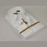 Mens ENZO Egyptian Soft Cotton Dress Shirt Barrel Cuff Wrinkle Free 61101 White - J.Valintin Men's Wear Legend - 13129