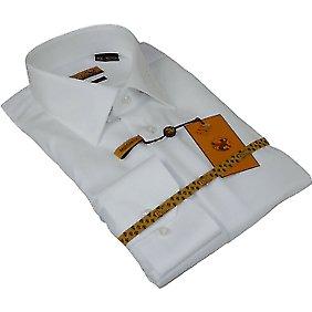 Mens ENZO Egyptian Soft Cotton Dress Shirt Barrel Cuff Wrinkle Free 61101 White - J.Valintin Men's Wear Legend - 13129