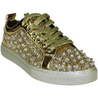 Mens Fancy Shoes By FIESSO AURELIO GARCIA, Spikes Rhine stones 2413 Gold - J.Valintin Men's Wear Legend - 95066