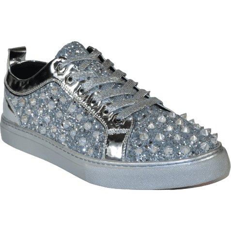 Mens Fancy Shoes By FIESSO AURELIO GARCIA, Spikes Rhine stones 2413 Silver - J.Valintin Men's Wear Legend - 95072