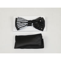 Mens Formal Bow Tie/Hankie Insomnia by Manzini Floral Sequins MZE140 White black - J.Valintin Men's Wear Legend - 71147