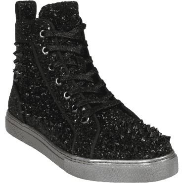 Mens High Top Shoes By FIESSO AURELIO GARCIA ,Spikes Rhine stones 2409 Black - J.Valintin Men's Wear Legend - 95023