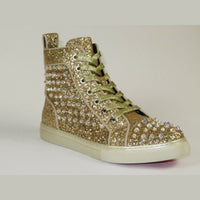 Mens High Top Shoes By FIESSO AURELIO GARCIA ,Spikes Rhine stones 2409 Gold - J.Valintin Men's Wear Legend - 95029