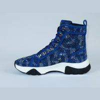 Mens High Top Shoes By FIESSO AURELIO GARCIA,Spikes Rhine stones 2412 Navy Blue - J.Valintin Men's Wear Legend - 95041