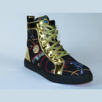 Mens High Top Shoes FIESSO by AURELIO GARCIA Chain Medusa Celebrity 2421 Black - J.Valintin Men's Wear Legend - 95103