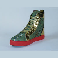 Mens High Top Shoes FIESSO by AURELIO GARCIA Chain Medusa Celebrity 2421 Green - J.Valintin Men's Wear Legend - 95097