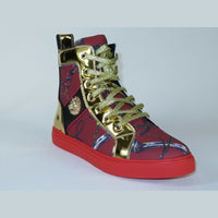 Mens High Top Shoes FIESSO by AURELIO GARCIA Chain Medusa Celebrity 2421 Red - J.Valintin Men's Wear Legend - 95085