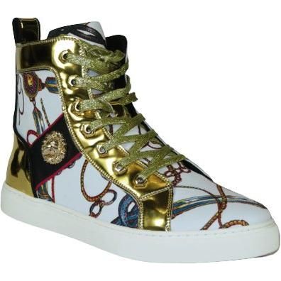 Mens High Top Shoes FIESSO by AURELIO GARCIA Chain Medusa Celebrity 2421 White - J.Valintin Men's Wear Legend - 95109